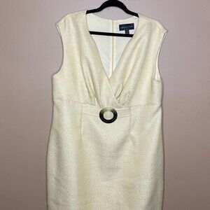 Corporate Baddie Office Siren Butter Yellow Sheath Dress w/ Shell Detailing